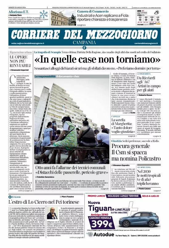 Prima-pagina-corriere del mezzogiorno-del-2024-07-25